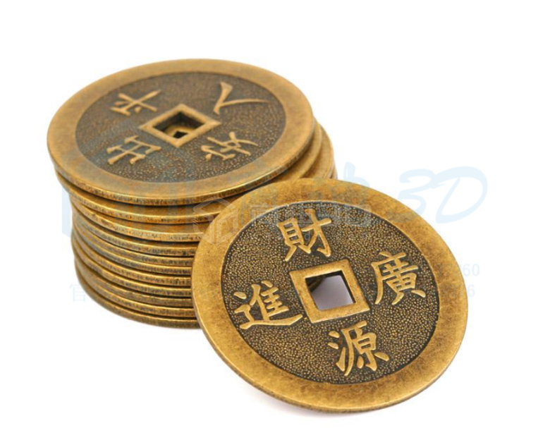 銅錢3D效果圖