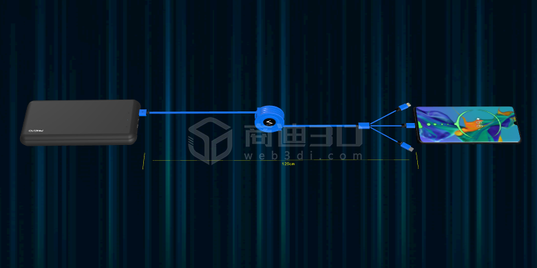 充電數(shù)據(jù)線3D模型VR高清線上展示