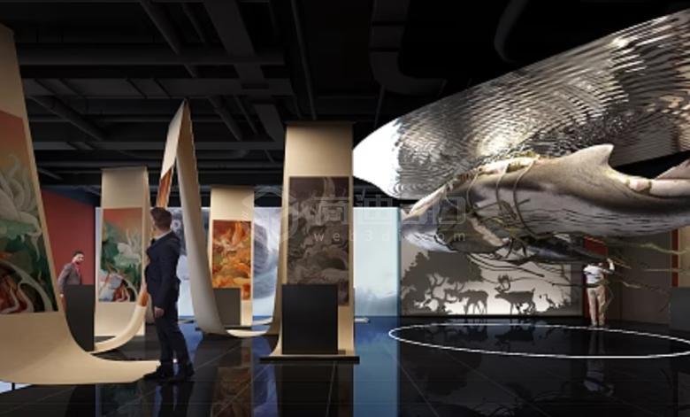 展覽館設計裝修效果圖：展示展廳的整體效果，吸引參觀者
