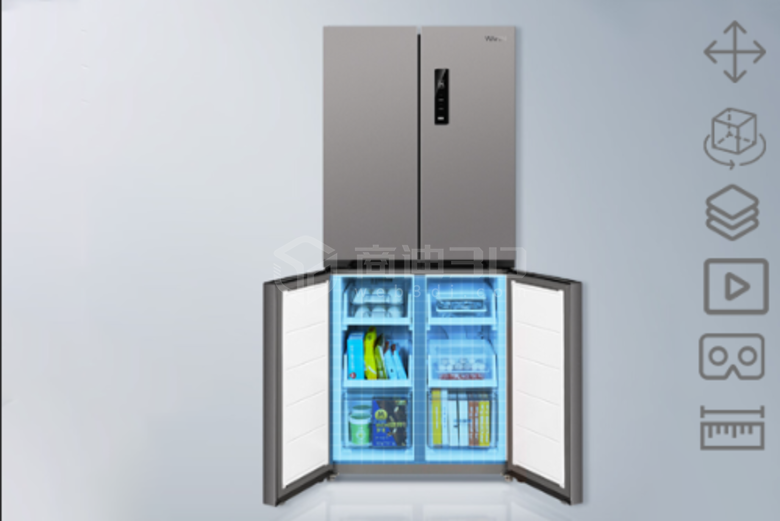智能冰箱三维模型3D内部空间尺寸展示
