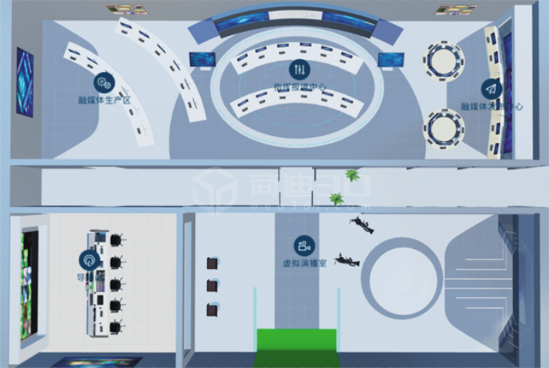 媒体指挥中心3d立体模型在线三维虚拟场景展示