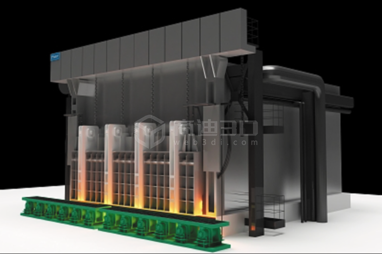 化工厂机械加热炉设备H5交互展示中的三维元素