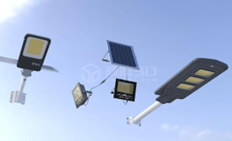 太阳能灯 太阳能路灯 信号灯 灭虫灯三维建模web3d展示
