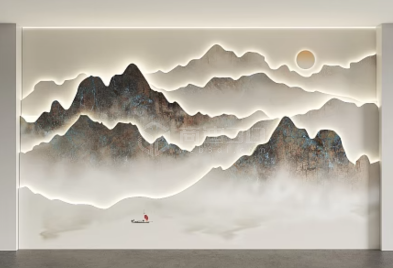 新中式背景墙3D效果图制作：VR渲染的艺术呈现