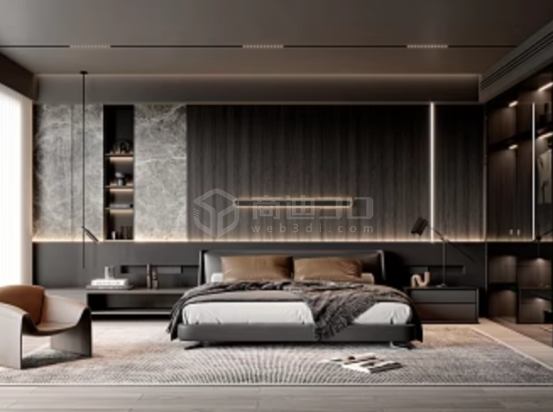 现代轻奢卧室家具3D展示：VR全景购物与3D建模的完美融合