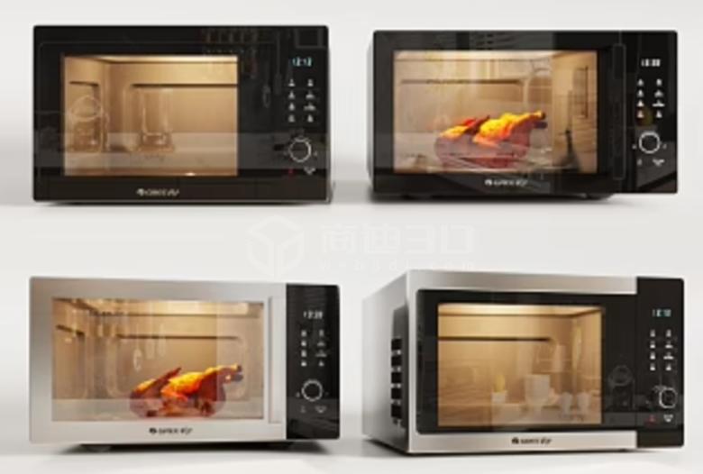 微波炉 烤箱 面包机 空气炸锅三维建模web3d产品展示