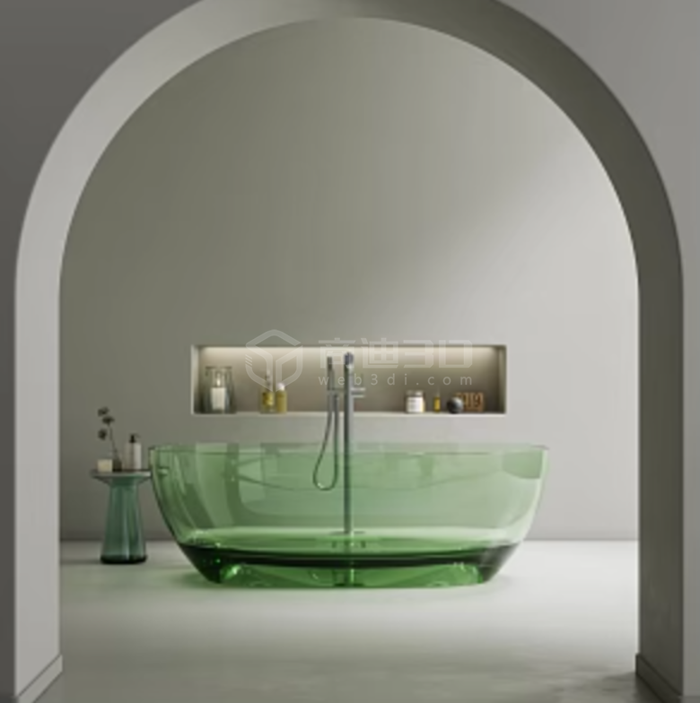 惊叹现代浴缸3D模型的效果图：源于真实渲染技术