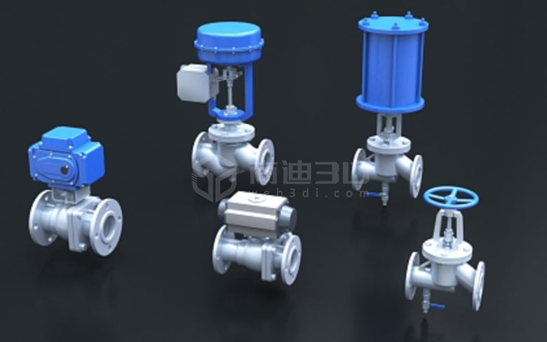 工业排气阀门、收到阀、气动阀、薄膜阀、电动阀门3d建模在线H5交互三维展示