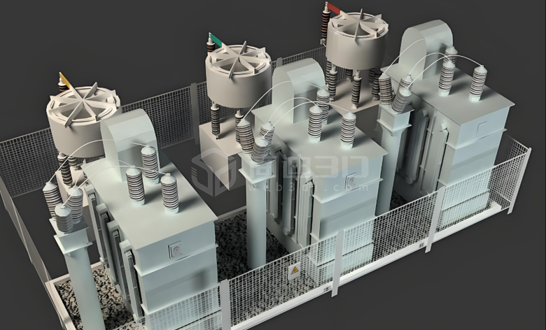 变电站电容器组三维建模web3d可视化展示