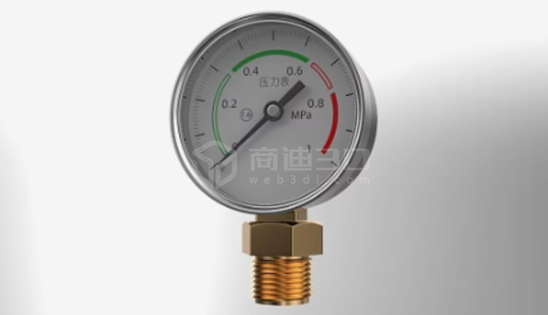 压力表3d建模三维交互展示