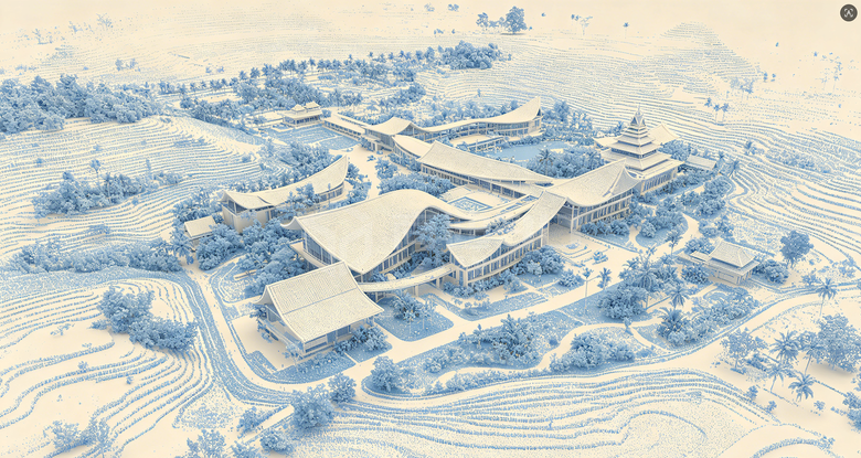 东南亚风格建筑景区点云扫描