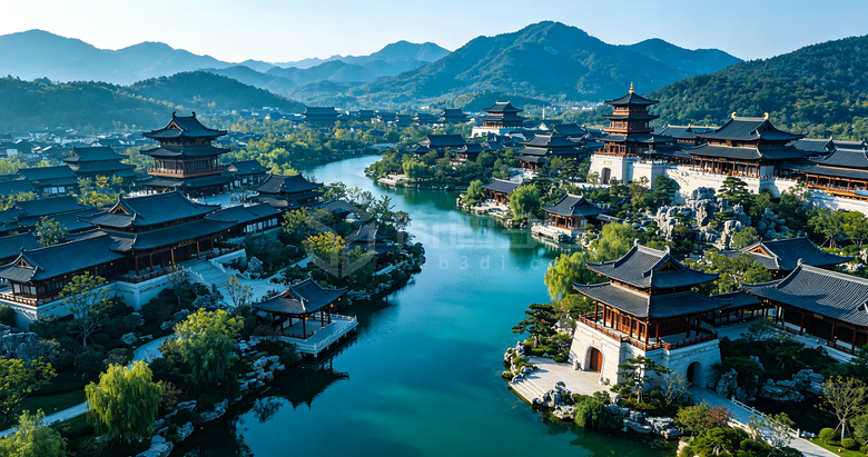 古建景区无人机倾斜摄影三维实景建模