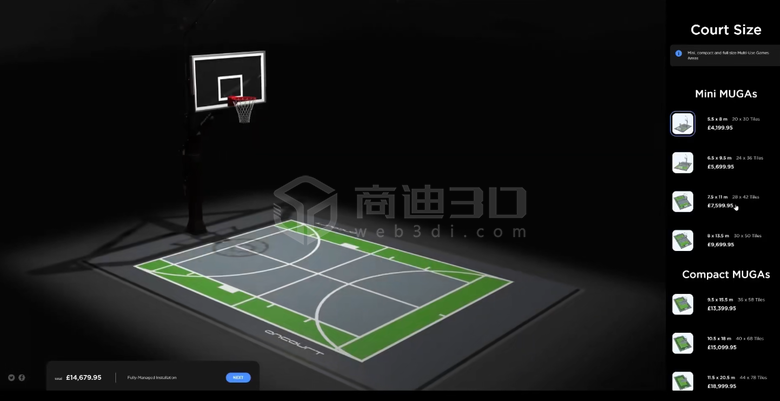 小区运动场三维建模在线web3dh5交互展示