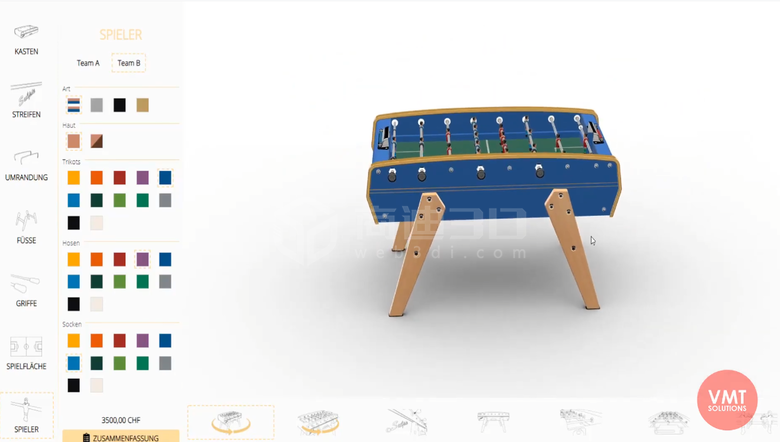 桌面足球台产品3d建模三维交互展示