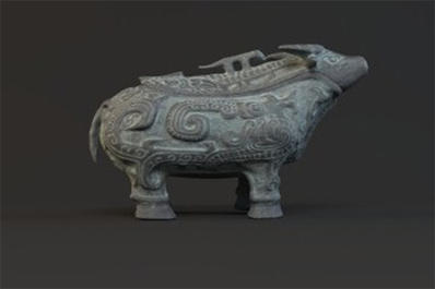 文物青铜器高清3D建模H5三维扫描高清模型展示应用