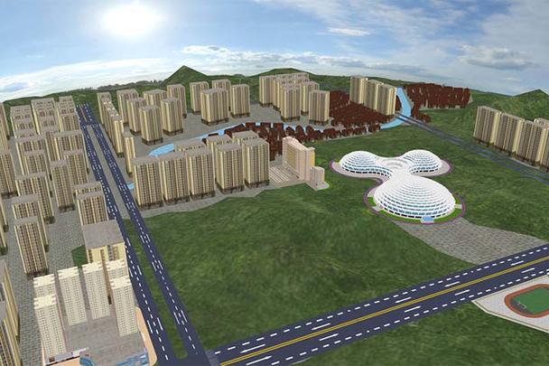 仿真城市建筑3d可视化建模三维建筑模型